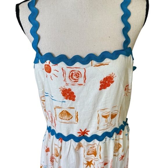 Cece Womens Sleeveless Linen Blend Tiered Maxi Sundress Nautical Beach Size XL - Picture 7 of 13